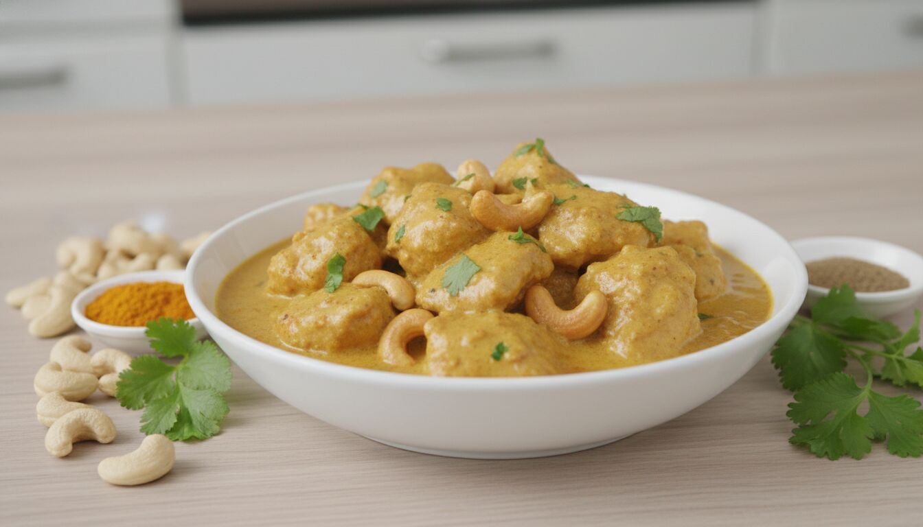 Découvrez notre recette facile de poulet korma aux noix de cajou, un plat savoureux et crémeux qui ravira vos papilles en un rien de temps.