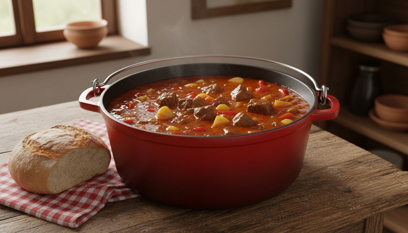 Découvrez la recette traditionnelle du goulash hongrois, un plat authentique et savoureux à base de viande, paprika et légumes, parfait pour réchauffer vos repas.