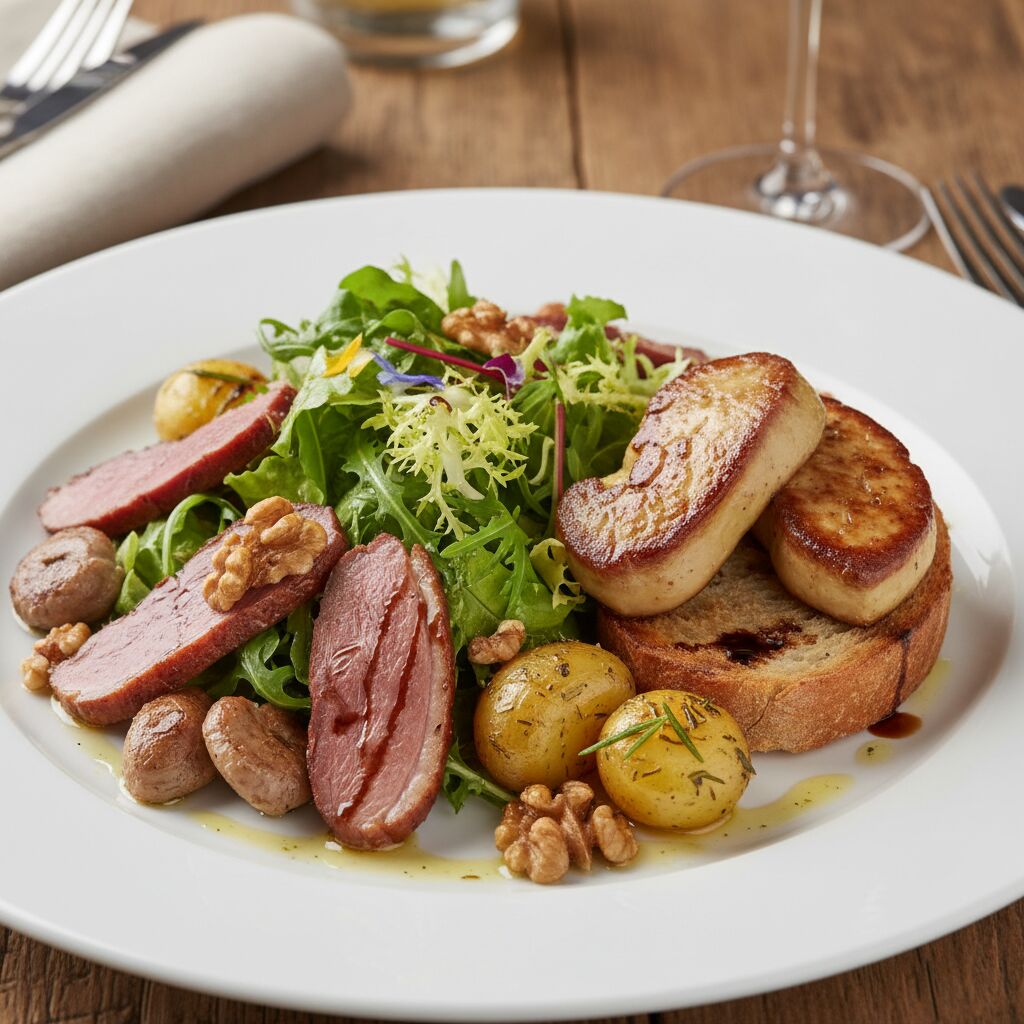 Découvrez la salade périgourdine, un plat traditionnel aux saveurs authentiques, servi avec passion dans notre restaurant pour une expérience culinaire d'exception.