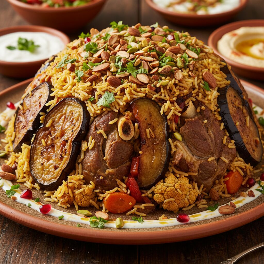 Découvrez la recette traditionnelle du Makloubeh, un délicieux riz renversé aux légumes savoureux, parfait pour un repas convivial et authentique.