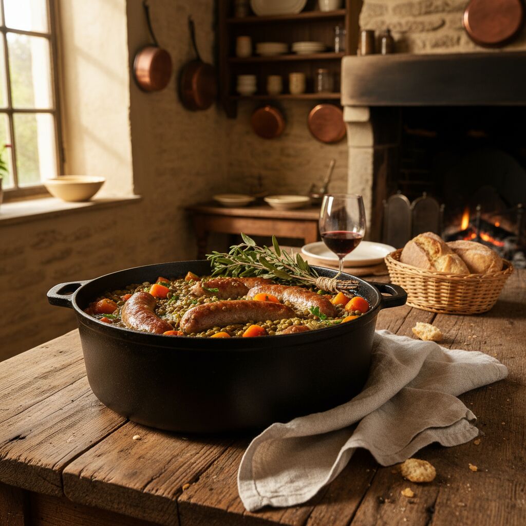 Découvrez la recette authentique de la saucisse lentilles façon grand-mère, un plat traditionnel savoureux et réconfortant à préparer facilement chez vous.