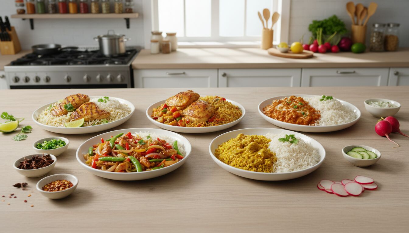 Découvrez 5 recettes faciles et savoureuses de riz et poulet pour régaler toute la famille en un rien de temps.
