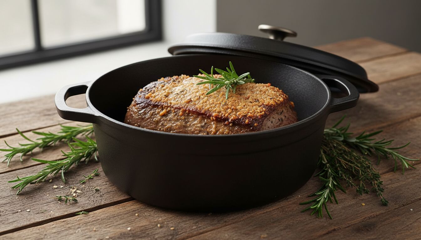 Découvrez le temps de cuisson idéal pour un filet mignon tendre et juteux, préparé en cocotte en fonte pour des saveurs authentiques et une texture parfaite.