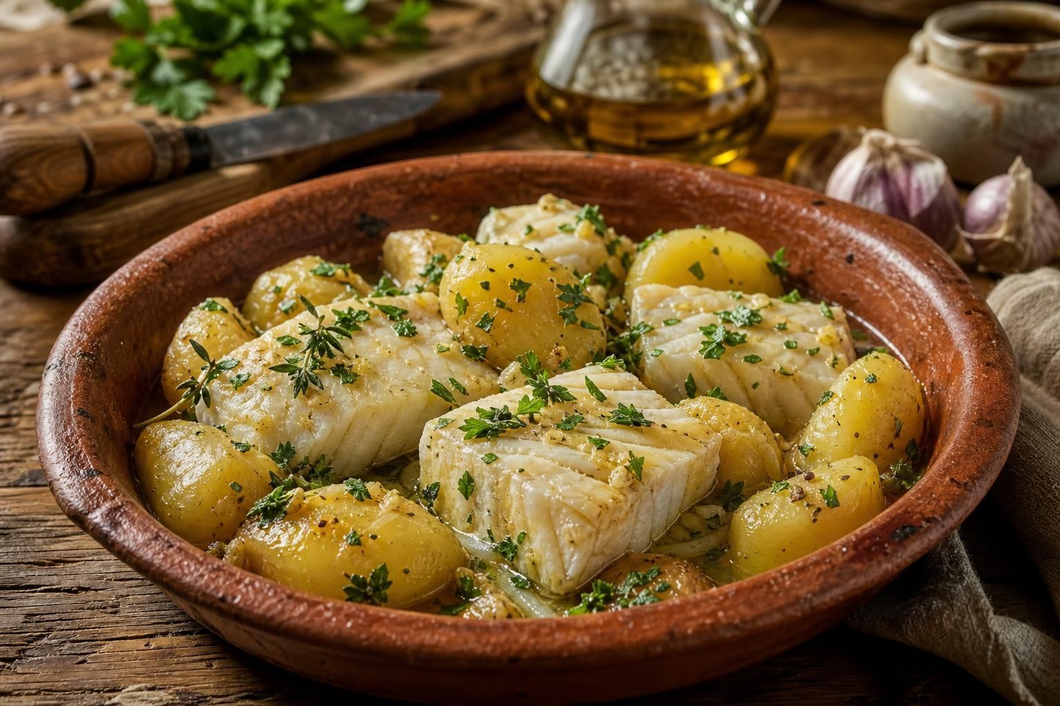 Découvrez notre recette traditionnelle de morue aux pommes de terre, un plat savoureux et authentique alliant la douceur de la morue et la texture fondante des pommes de terre.